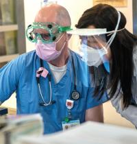 Healthcare workers at work.